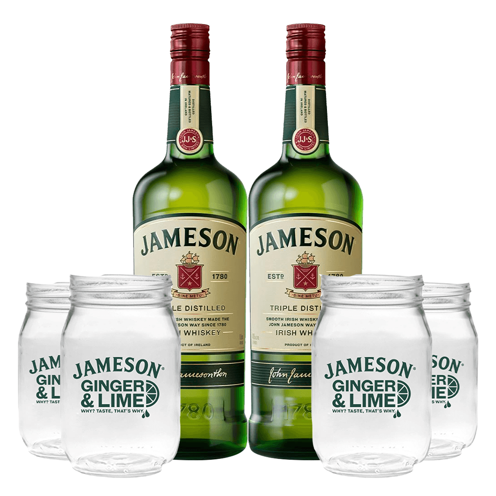 2 Jameson Irish Whiskey 1L + 4 Jameson Mason Jars (Freebie)