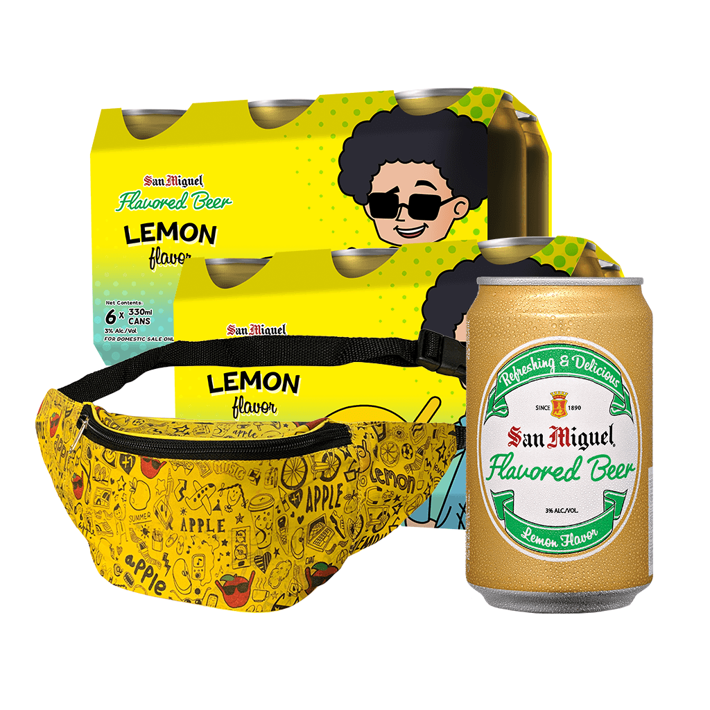 2 San Miguel Flavored Beer Lemon 330 mL Can 6-Pack + 1 San Miguel Belt Bag (Freebie)