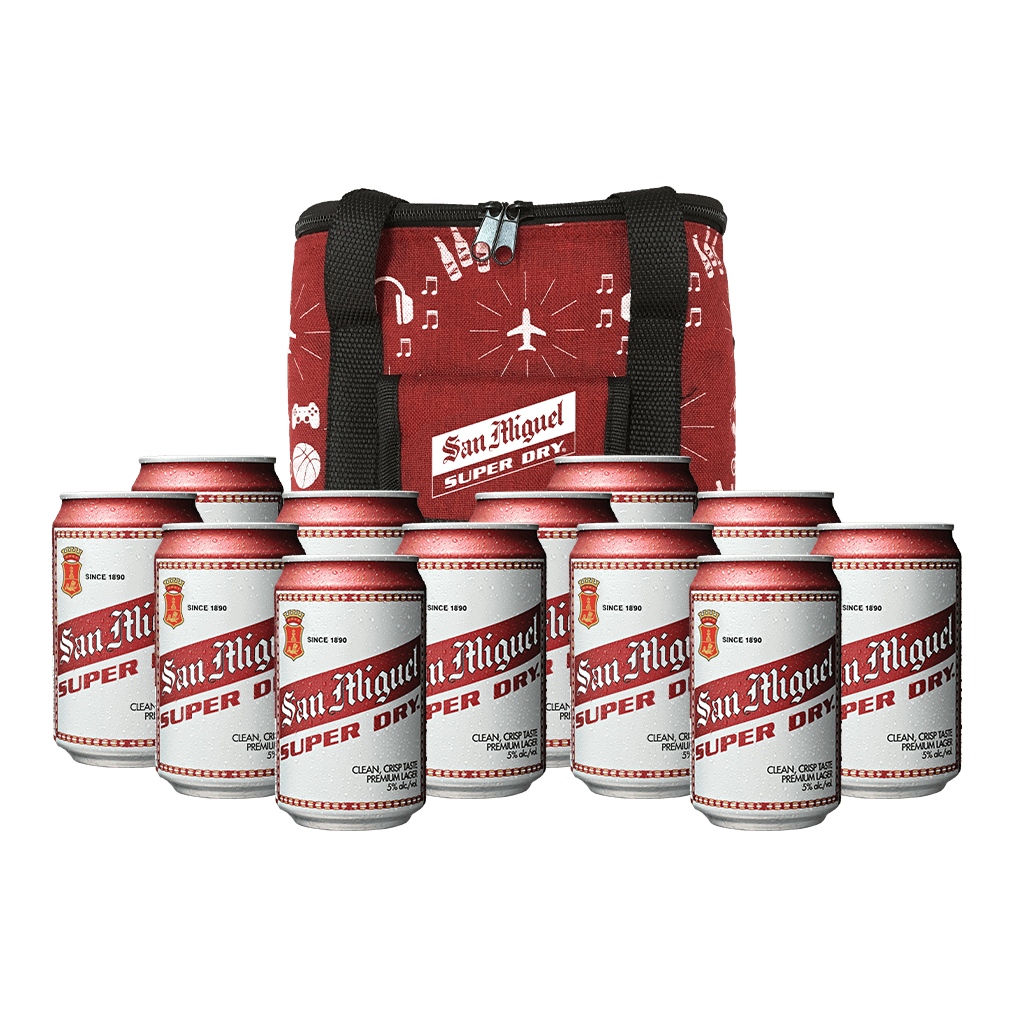 2 San Miguel Super Dry 330ml Can Bundle of 6 + FREE San Miguel Super Dry Insulated Bag