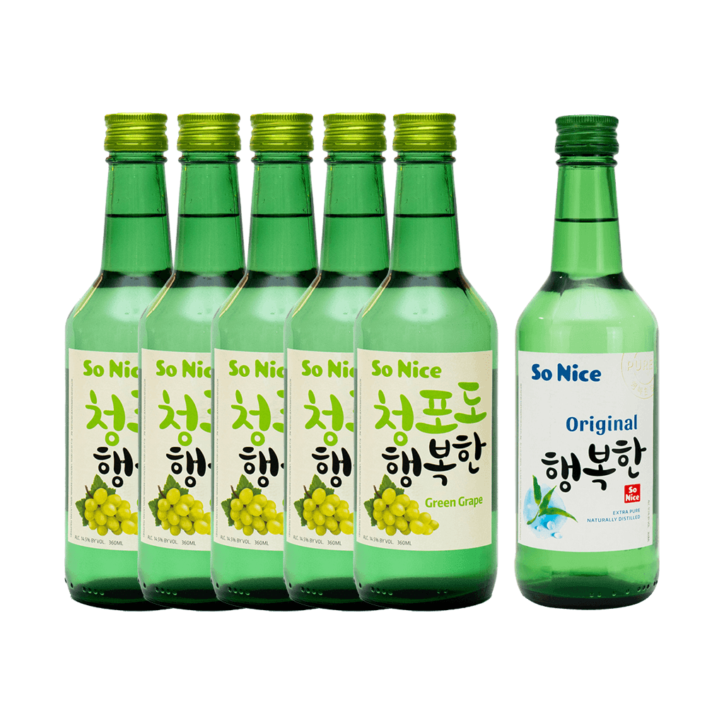 5 So Nice Green Grape Soju 360ml + 1 So Nice Original Soju 360ml