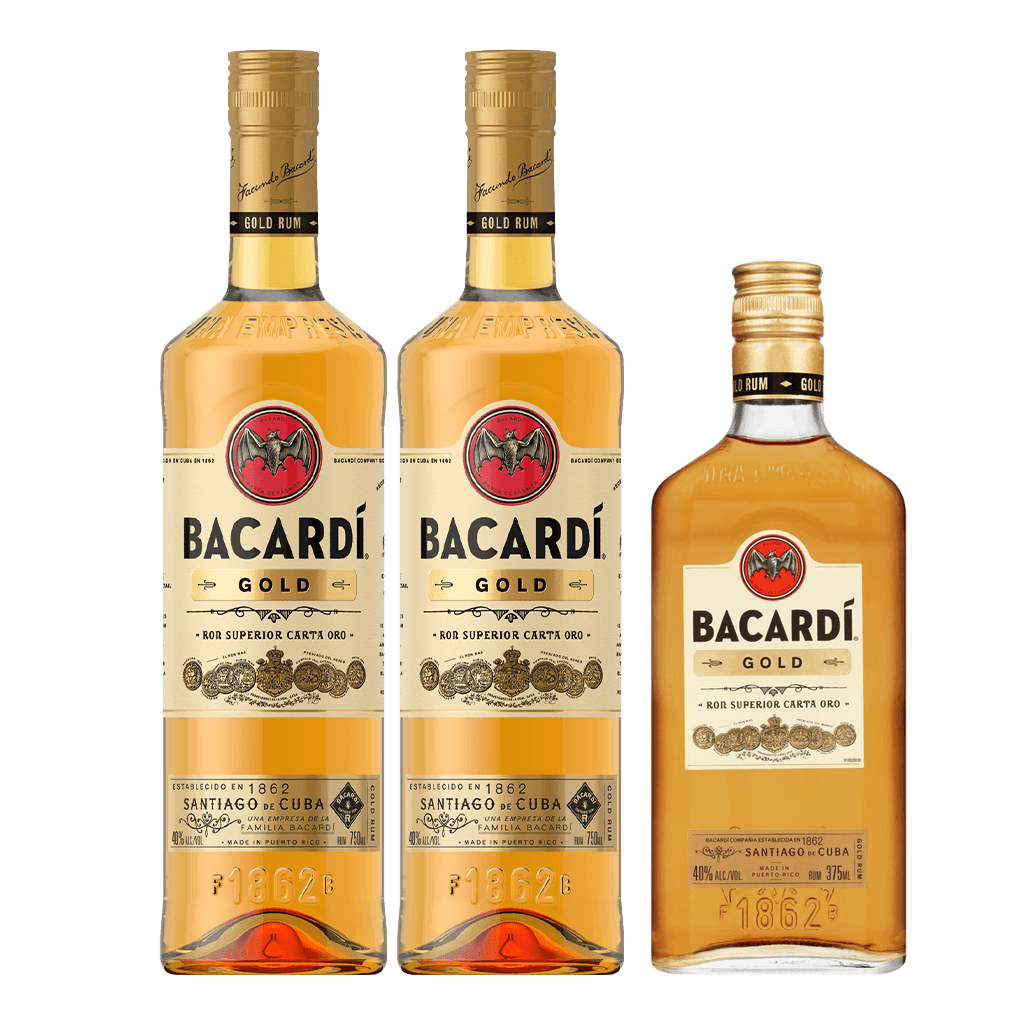2 Bacardi Gold + FREE Bacardi Gold 375ml Bundle