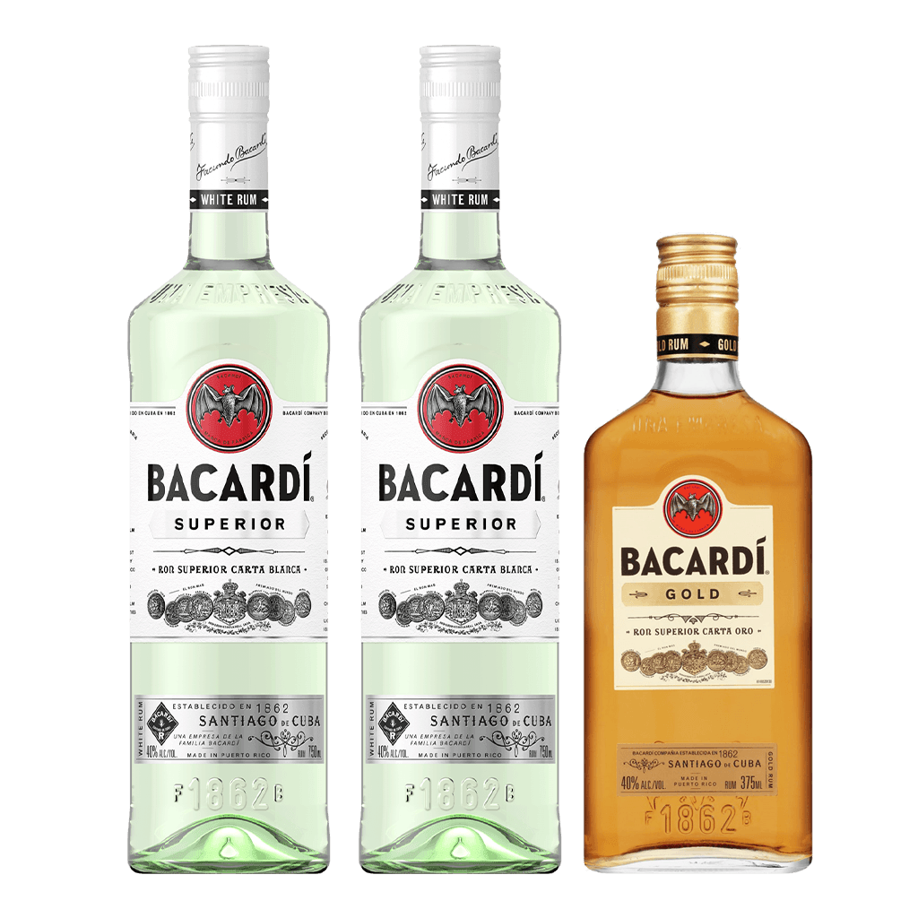 2 Bacardi Superior + FREE Bacardi Gold 375ml Bundle