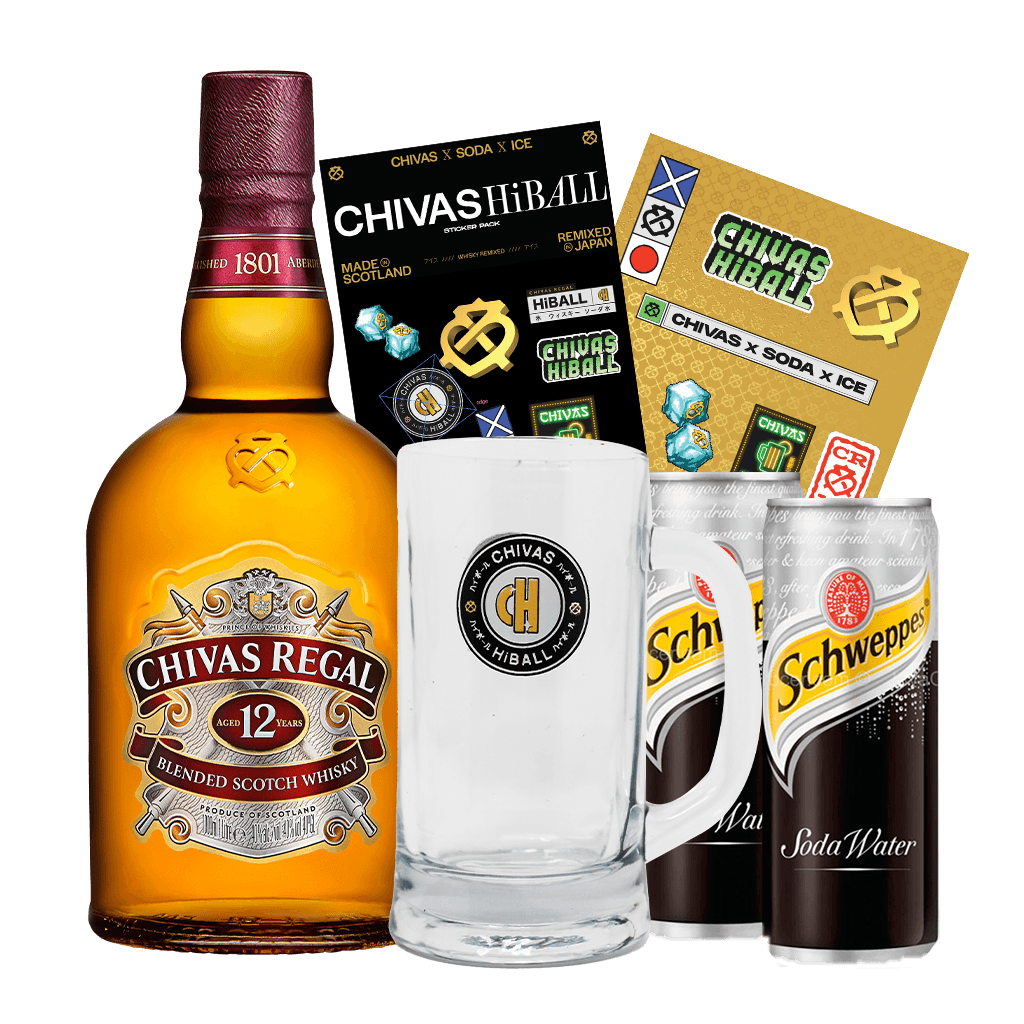 Chivas 12yo 1L with FREE HiBall + Sticker Pack + 2 Soda Water