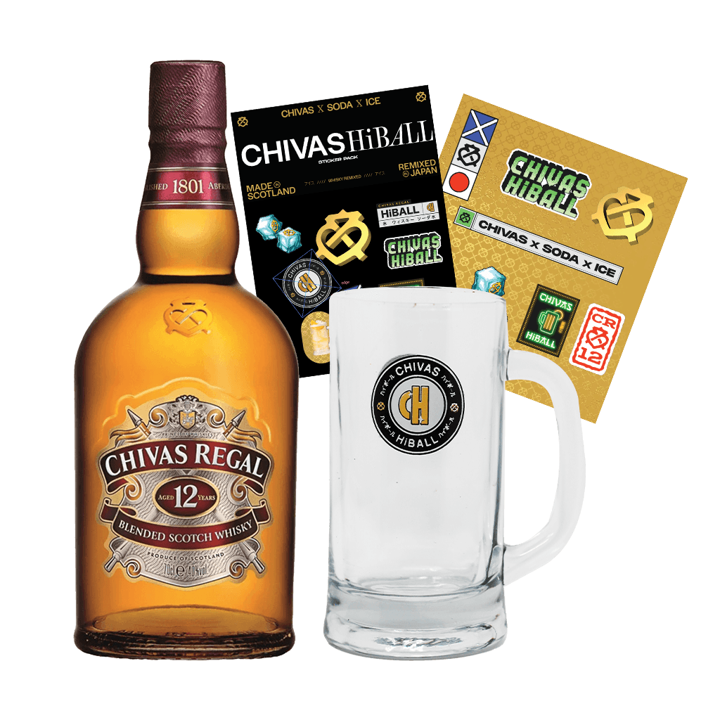 Chivas 12yo 700ml with FREE HiBall + Sticker Pack