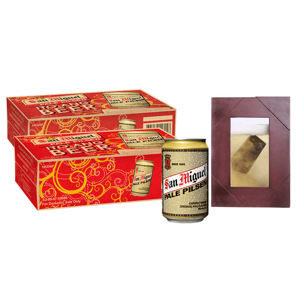 2 San Miguel Pale Pilsen 330 mL Can Case of 24 + FREE Beer Frame