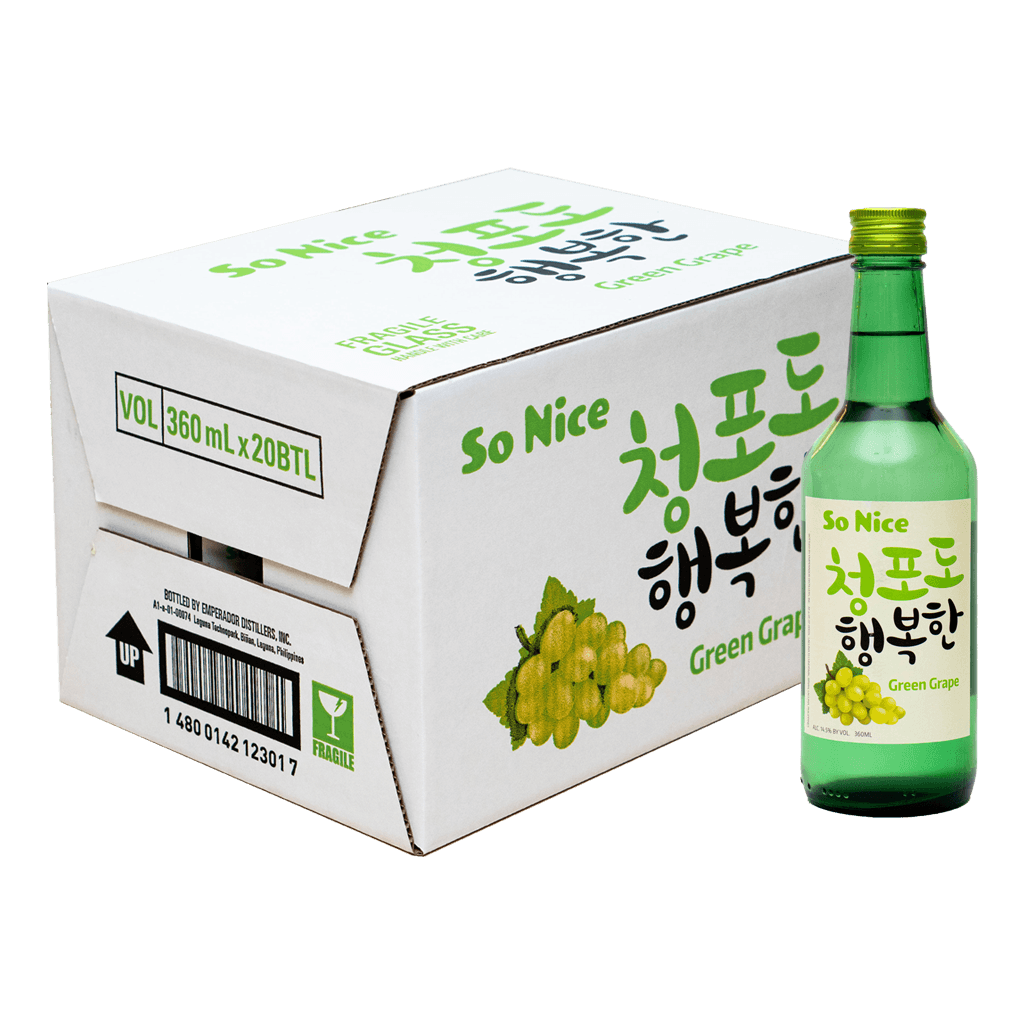 So Nice Green Grape Soju  360ml Case of 20