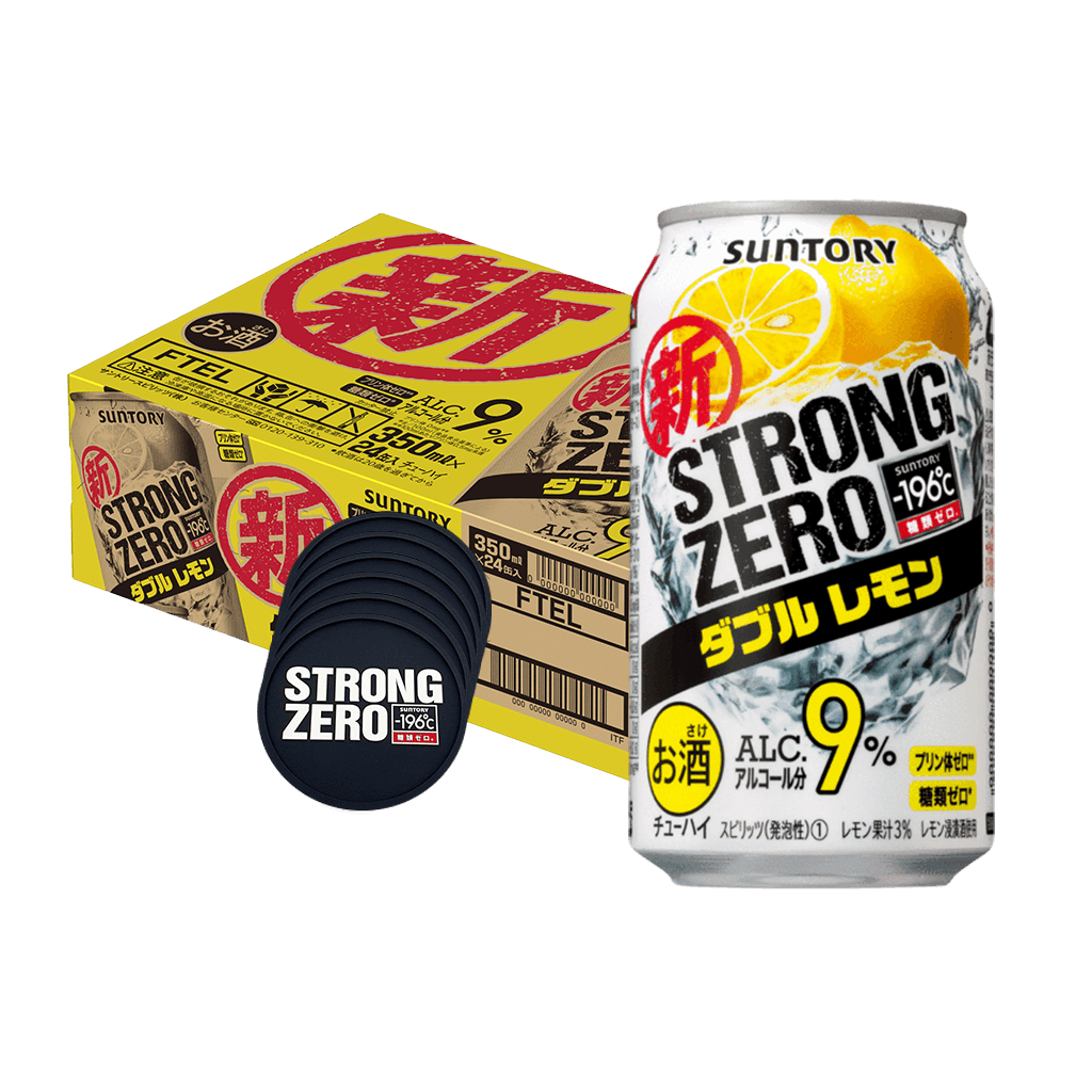 Strong Zero Double Lemon 350ml Case of 24 + 6 Strong Zero Coasters (Freebie)
