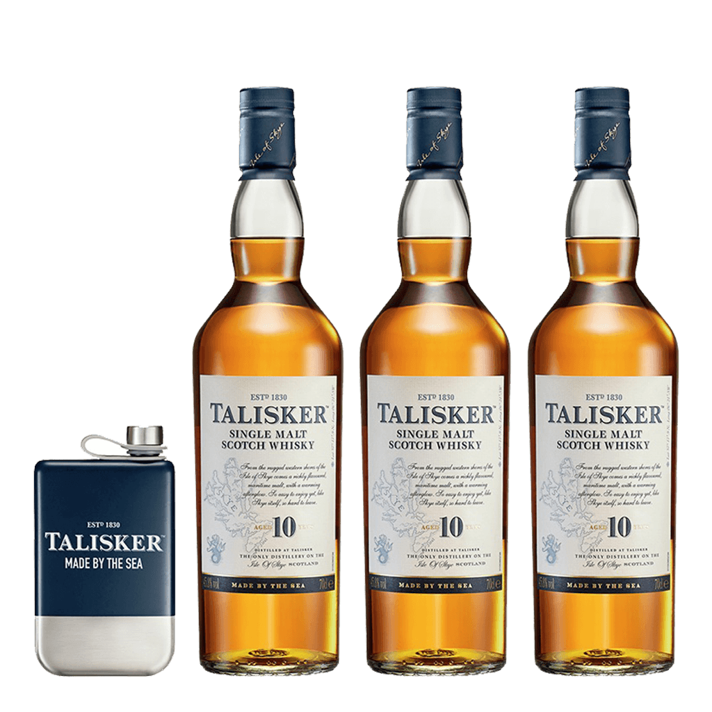 3 Talisker 10yo 700ml + FREE Talisker Flask