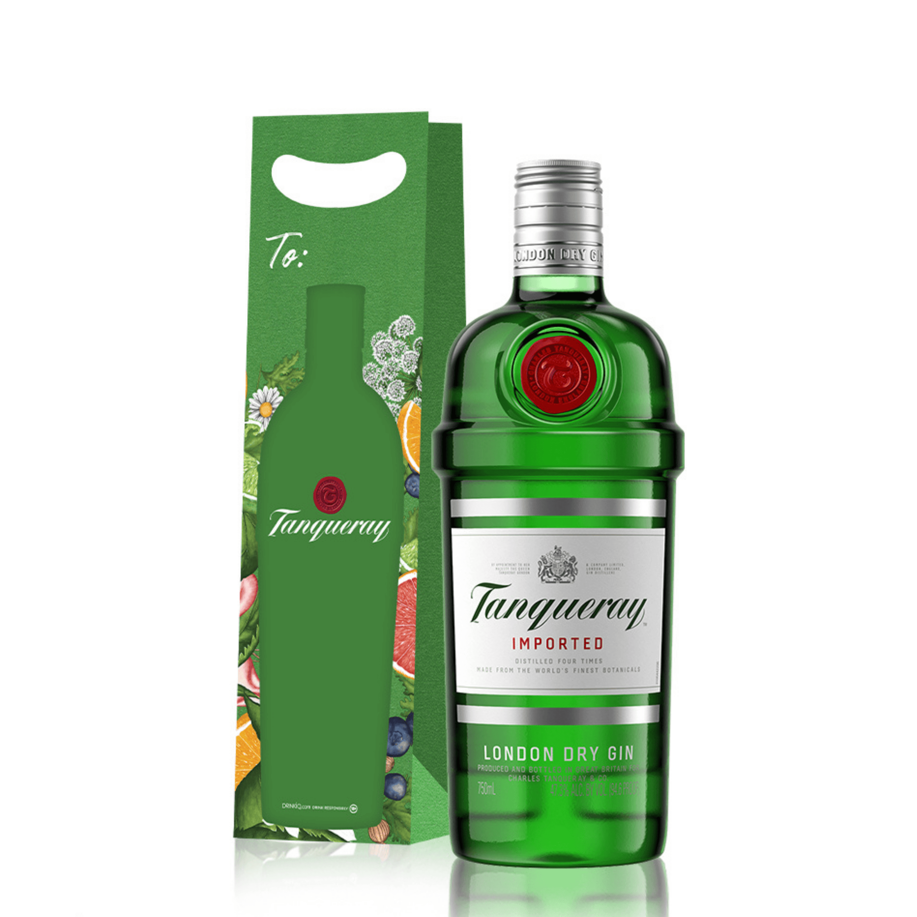 Tanqueray 750ml + Green Tanqueray Gift Bag with Note Card