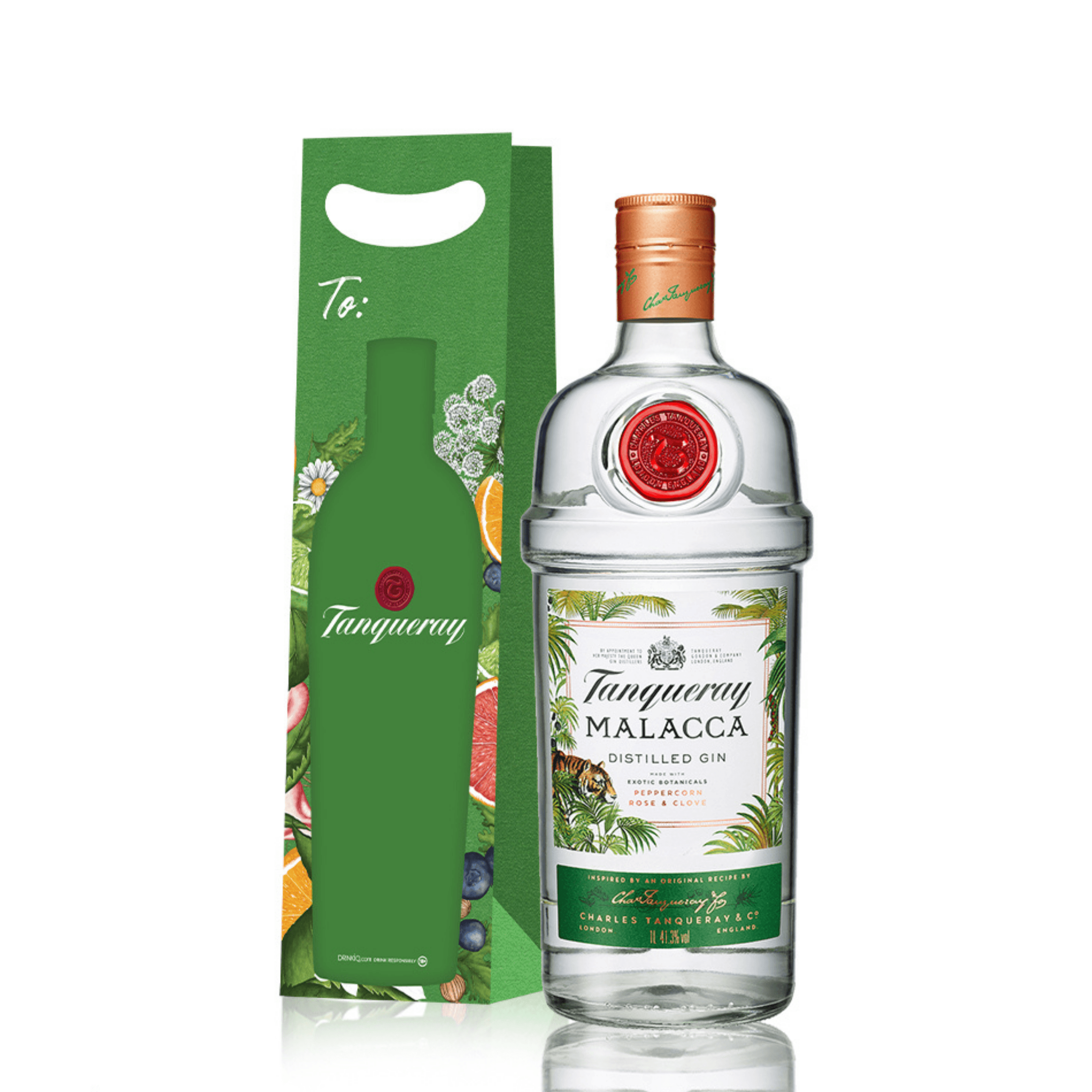 Tanqueray Malacca 1L + Green Tanqueray Gift Bag with Note Card
