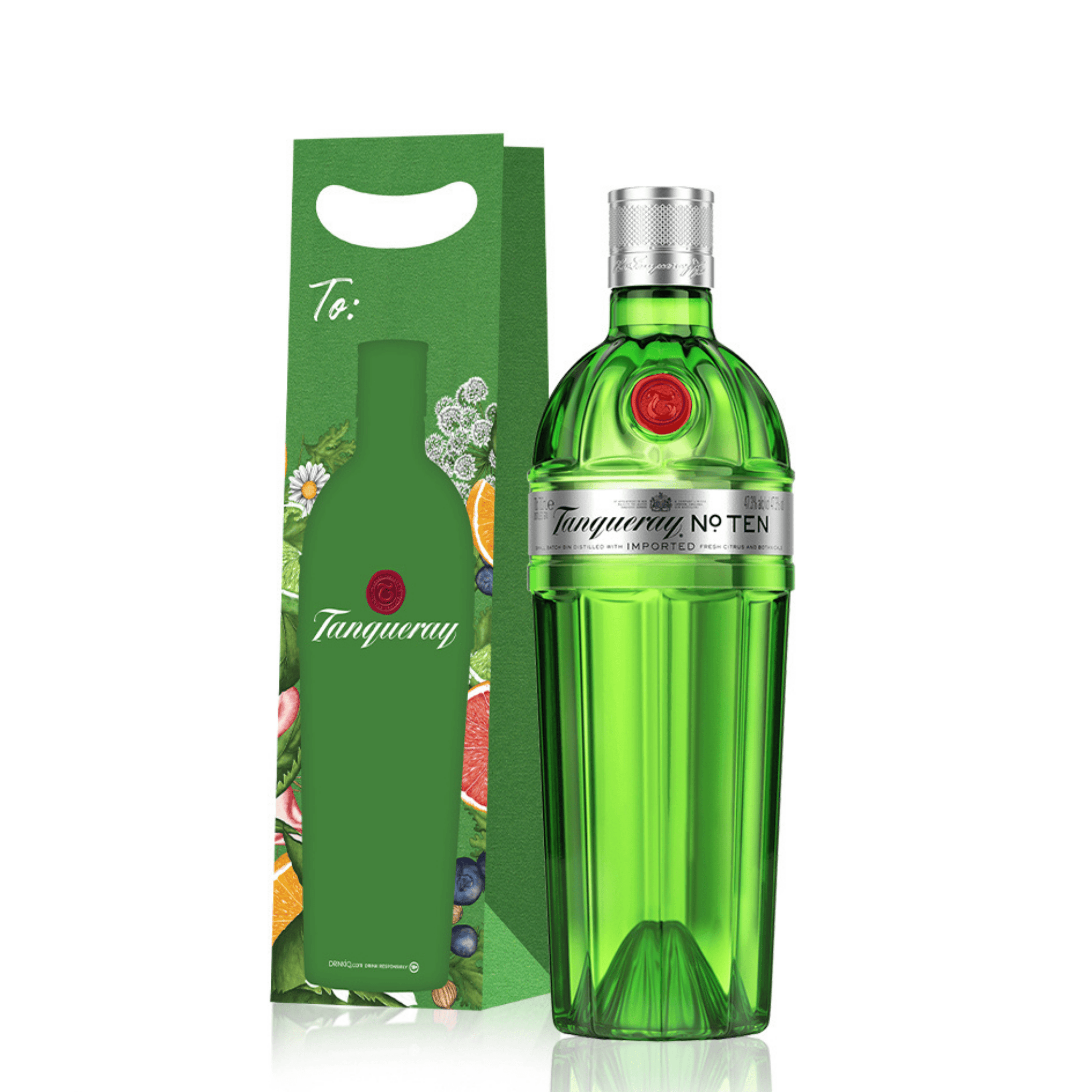 Tanqueray No. 10 Gin 700ml + Green Tanqueray Gift Bag with Note Card